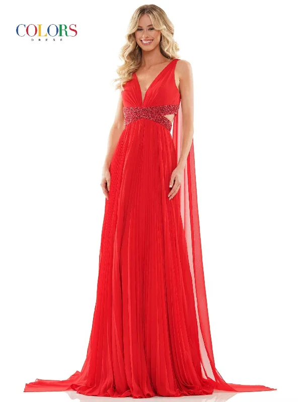 Colors 2895 Colors Long Sleeveless Evening Dress