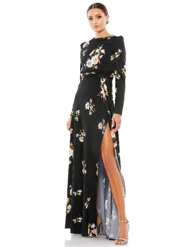 Mac Duggal 55622 Long Sleeve Formal Print Dress