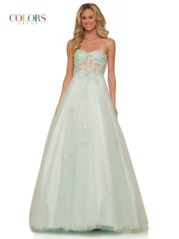 Colors 2898 Colors Strapless Long Prom Dress