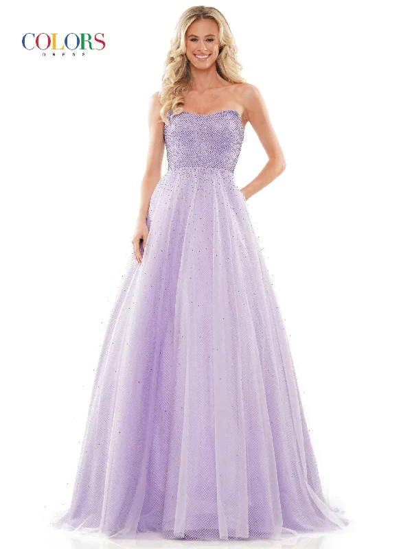 Colors 2939 Colors Prom Long Strapless Dress