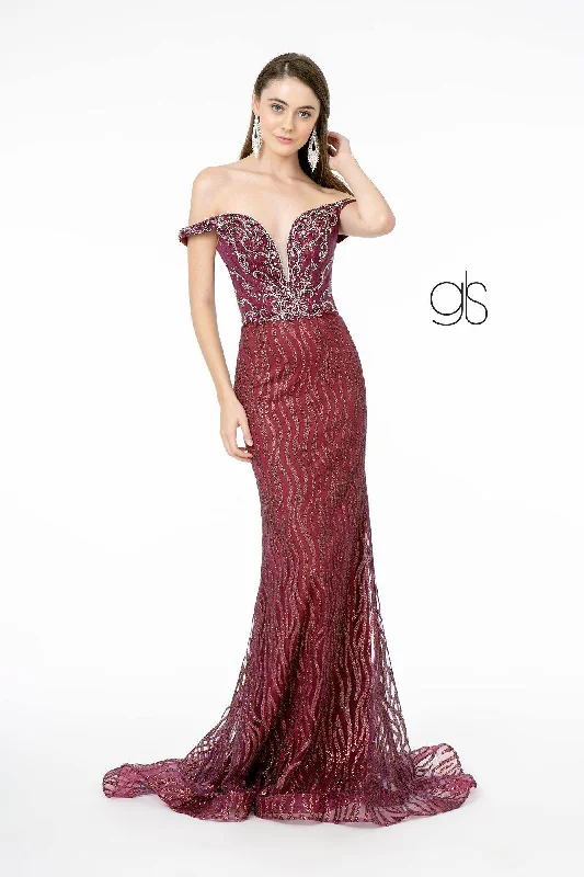 Off Shoulder Glitter Long Prom Dress Sale