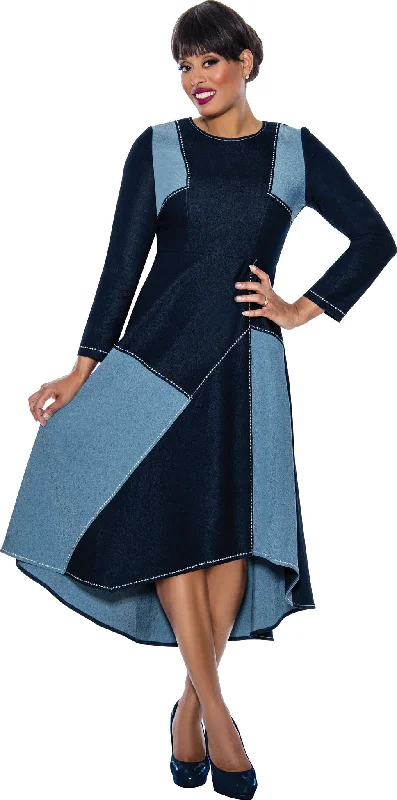 Divine Apparel DS63961 Long Sleeve High Low Dress