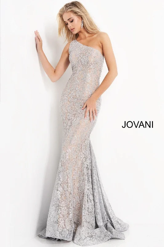 Jovani 00353 One Shoulder Long Prom Formal Lace Gown Sale