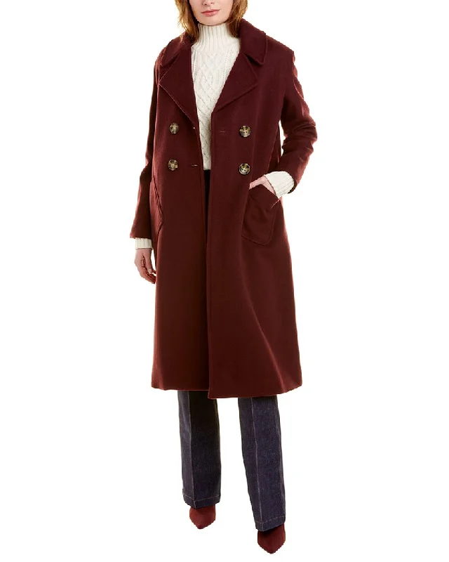 Pearl by Lela Rose Brushed Wool-Blend Peacoat