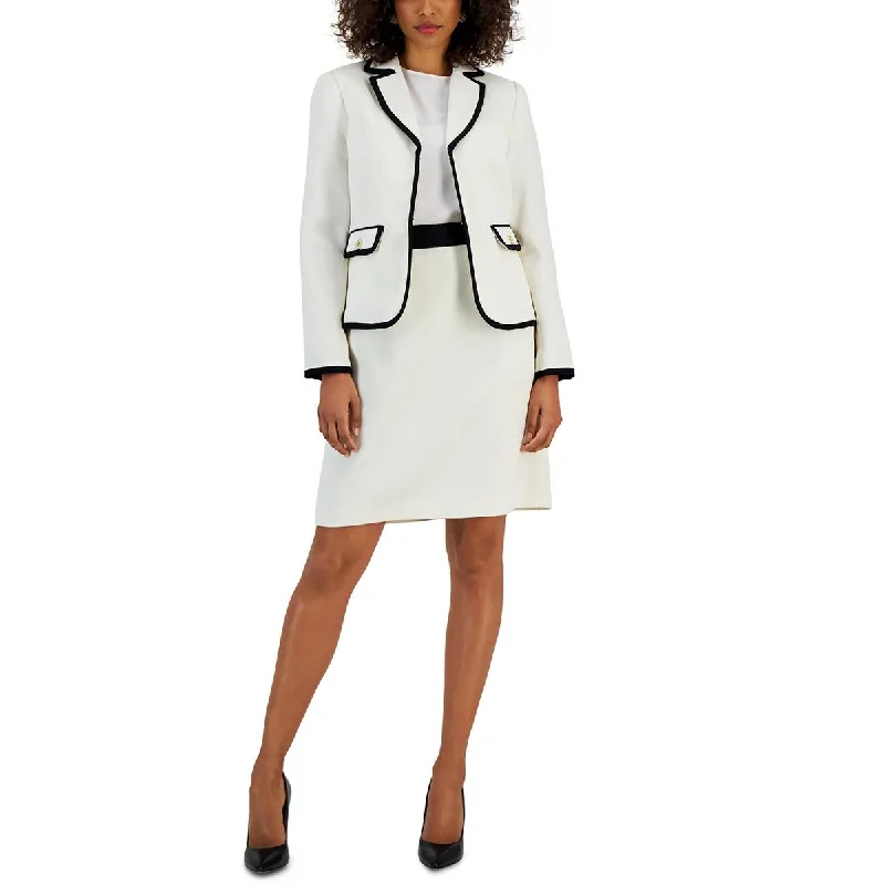 Womens Contrast Trim Business Open-Front Blazer