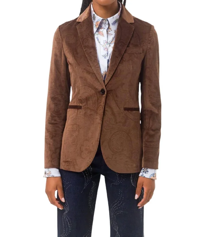 Velvet Blazer In Brown