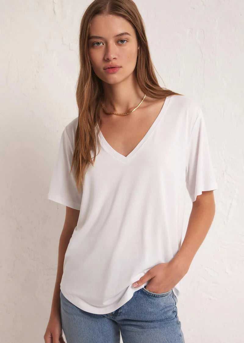 Sammie V Neck Tee I White