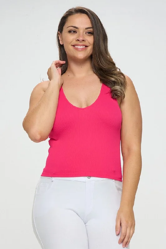 Women's Plus Reversible Seamless Solid Ribbed Tank