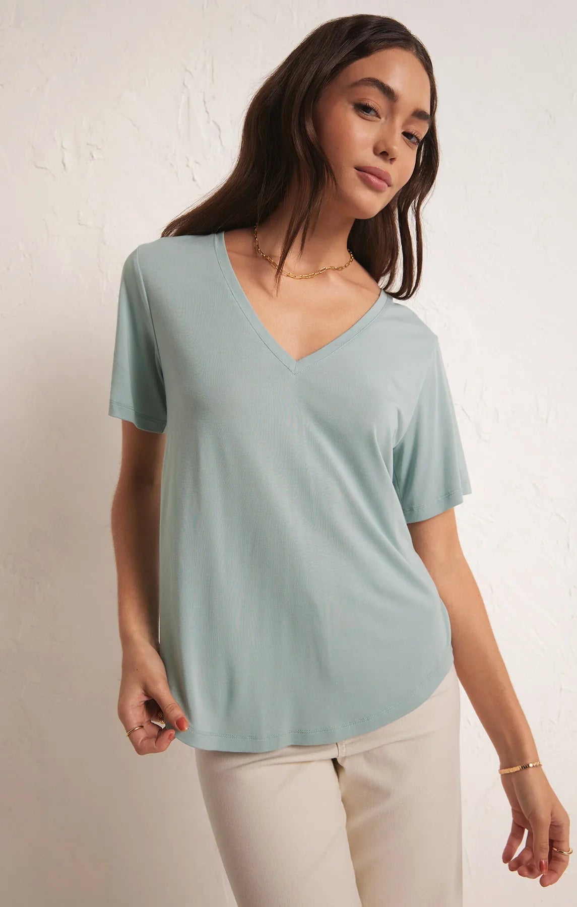 Sammie V Neck Tee I Sea Spray