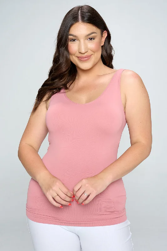 Plus Size Seamless Reversible V or U Tank Top