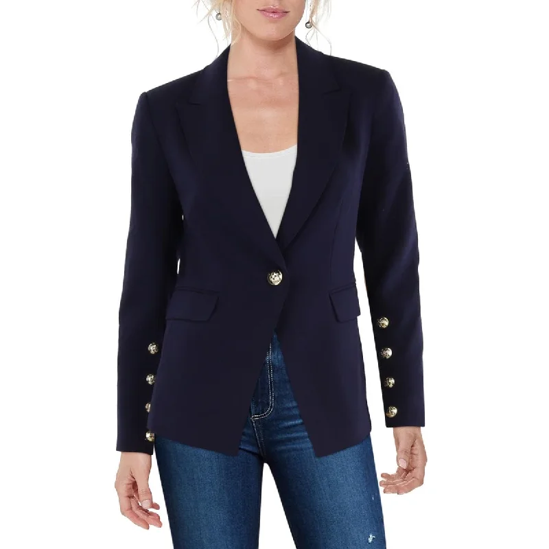 Womens Knit Textured One-Button Blazer