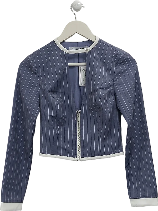 Asandra Studios Blue Pinstripe Zip Front Jacket UK 6