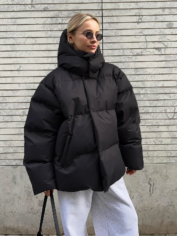 Fashion Coat With Removable Hood Cotton Jacket Winter Warm Windproof Loose Cotton Jacket Loose Parka Outerwear Clothing