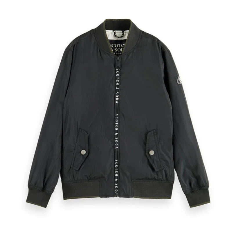 Scotch & Soda Boys Black Water Repellent Bomber Jacket