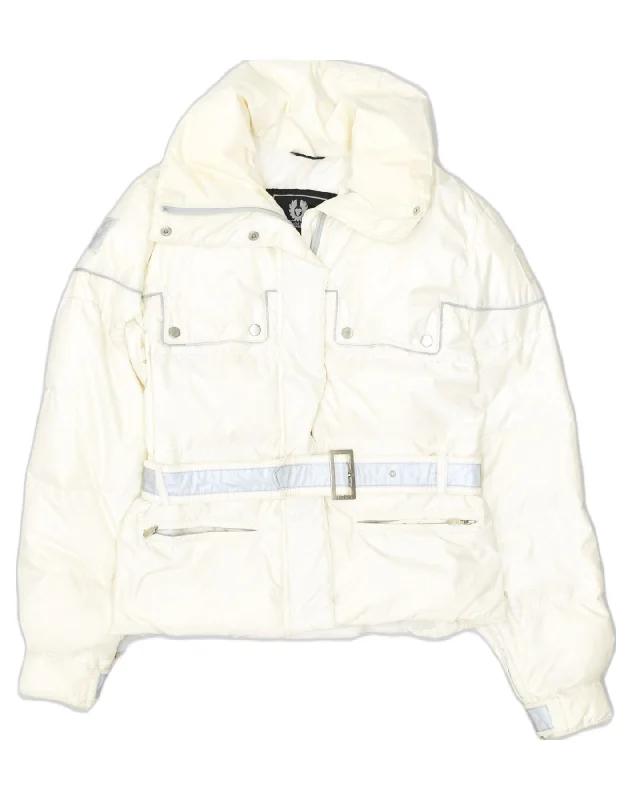 BELSTAFF Womens Padded Jacket IT 42 Medium Off White Nylon