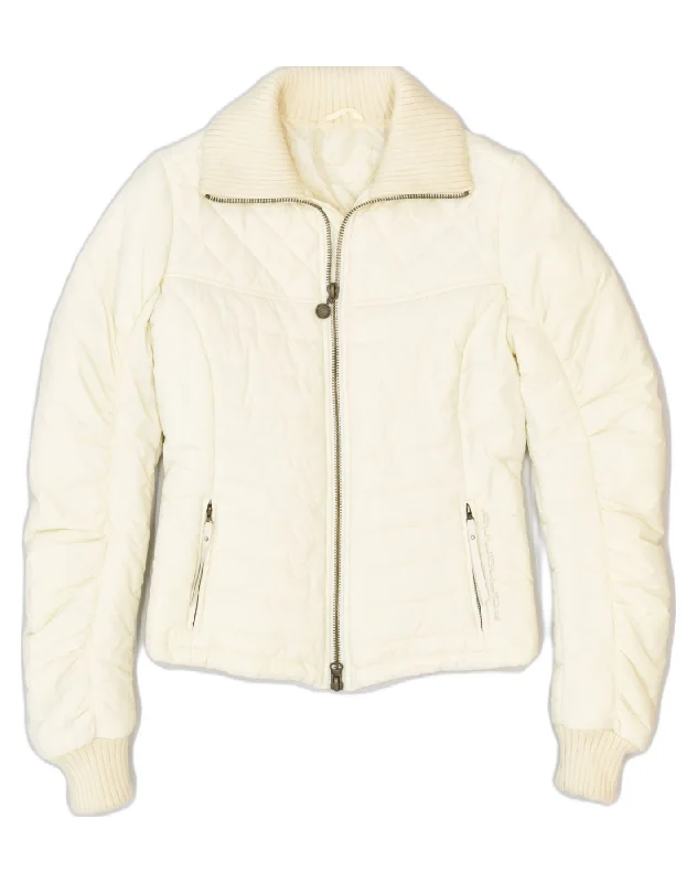 FORNARINA Womens Padded Jacket UK 14 Medium Off White Polyester