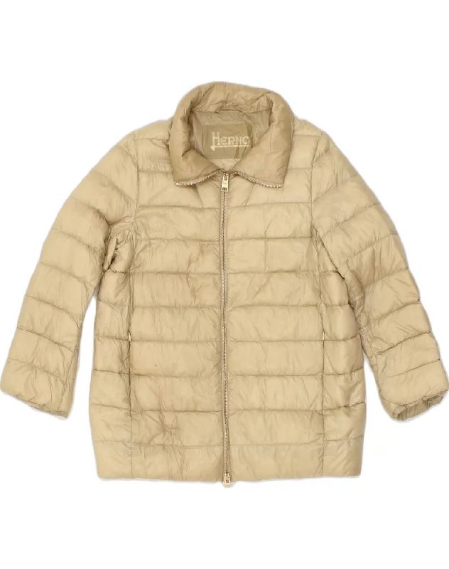 HERNO Womens Padded Jacket IT 50 XL Beige Polyester