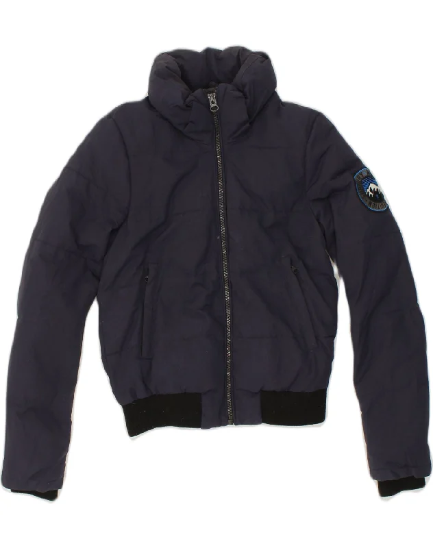 SUPERDRY Womens Padded Jacket UK 10 Small Navy Blue Polyester