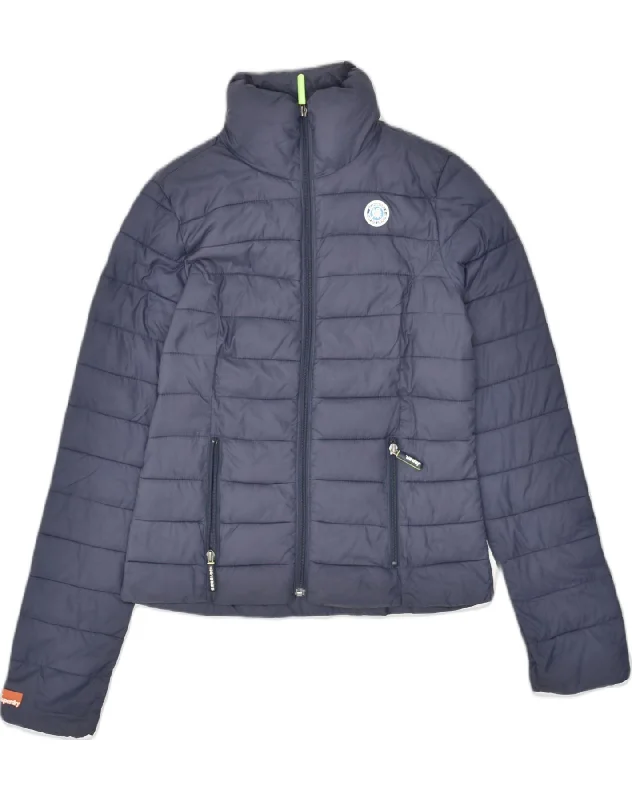 SUPERDRY Womens Padded Jacket UK 6 XS Navy Blue Polyester