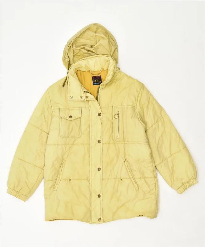 C'EST COMMECA Womens Padded Jacket IT 44 Medium Yellow Polyamide Vintage