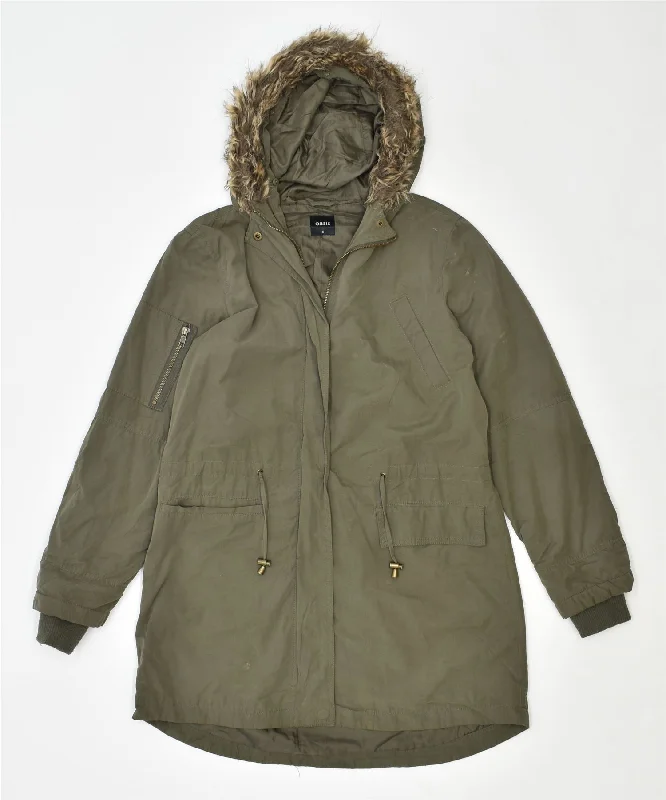 OASIS Womens Hooded Parka Coat UK 10 Small Khaki Polyester