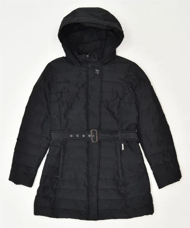 WOOLRICH Womens Hooded Padded Coat UK 14 Medium Black Polyester