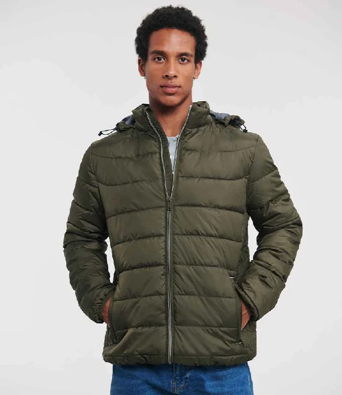 Russell Hooded Nano Padded Jacket | Dark Olive