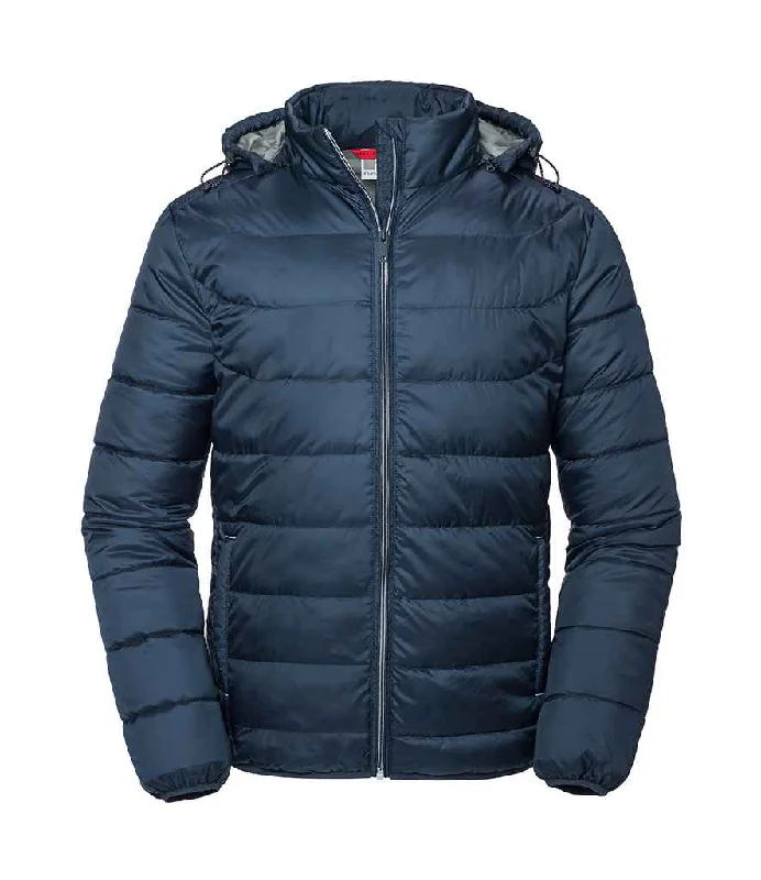 Russell Hooded Nano Padded Jacket | French Navy