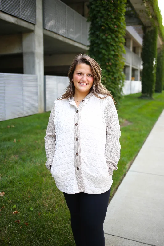 Ivory and Taupe Hooded Jacket | Boutique Elise | Jane