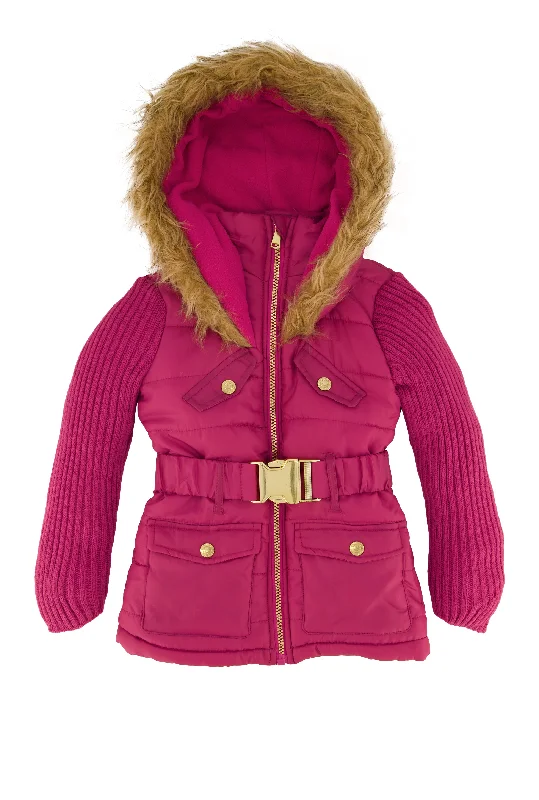 Toddler Girls Faux Fur Hooded Puffer Jacket