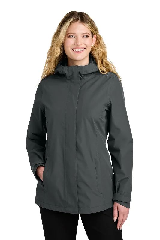 Port Authority Womens C-FREE Water Resistant Full Zip Hooded Rain Jacket - Steel Grey - COMING SOON