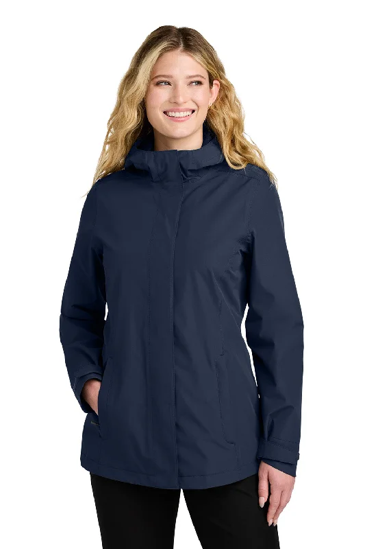 Port Authority Womens C-FREE Water Resistant Full Zip Hooded Rain Jacket - True Navy Blue - COMING SOON