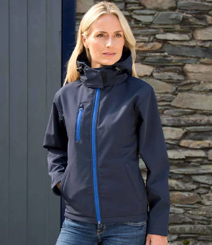 Result Core Ladies Hooded Soft Shell Jacket | Navy/Royal Blue