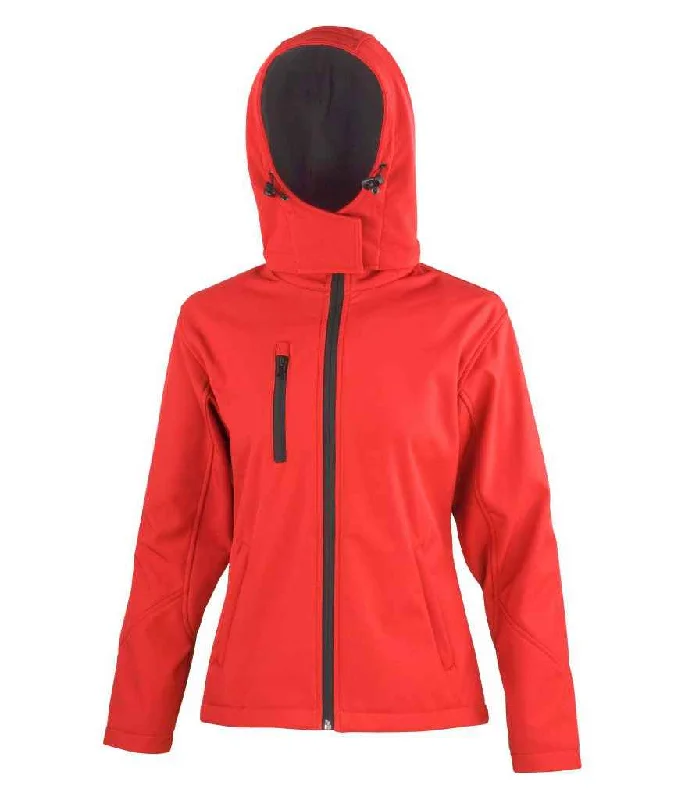 Result Core Ladies Hooded Soft Shell Jacket | Red/Black