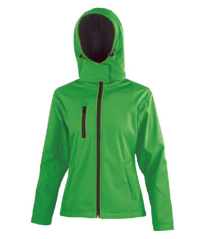 Result Core Ladies Hooded Soft Shell Jacket | Vivid Green/Black