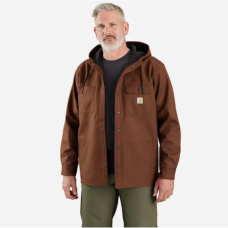 Rain Defender® Heavyweight Hooded Shirt Jacket - Mocha Heather