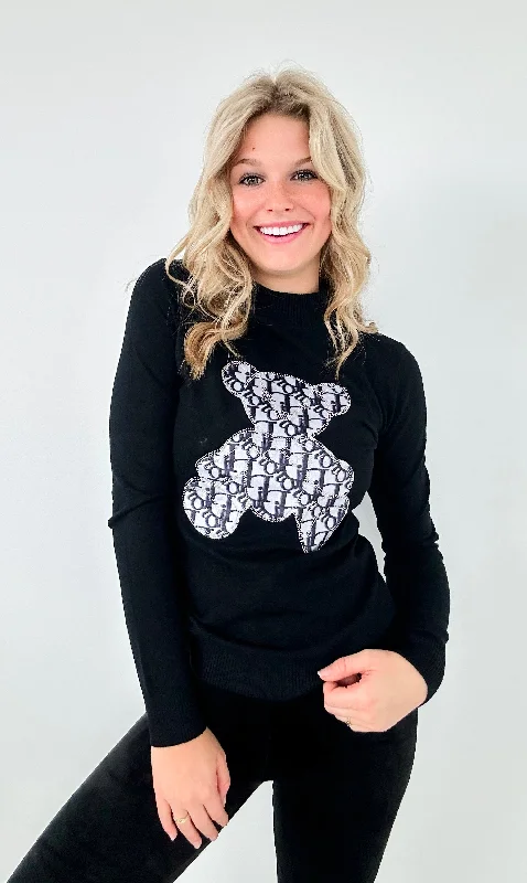 Beary Blingy Sweater- Black