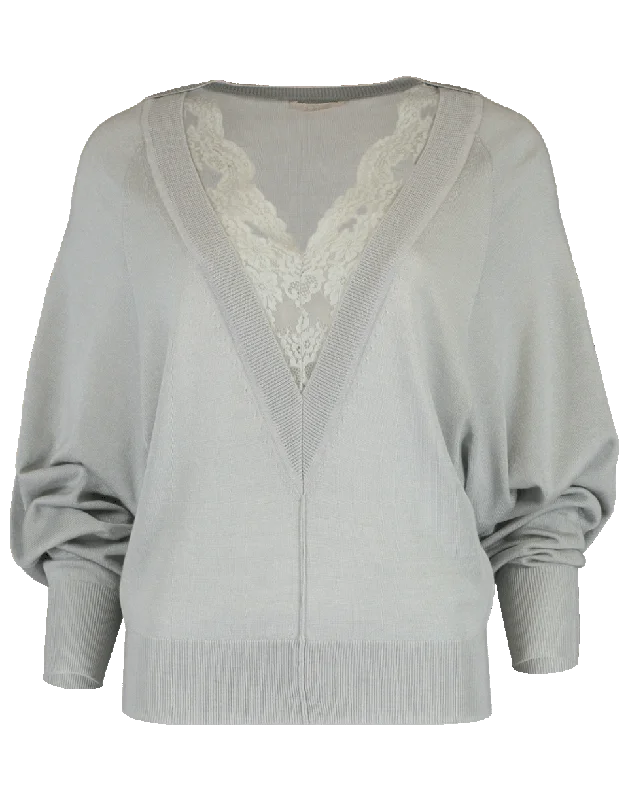 Dolman Sleeve Lace Insert Sweater