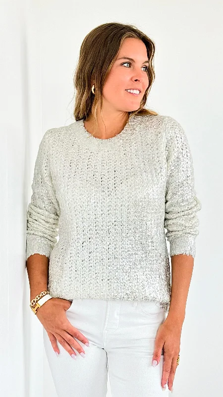 Glitter & Glam Holiday Sweater- Silver