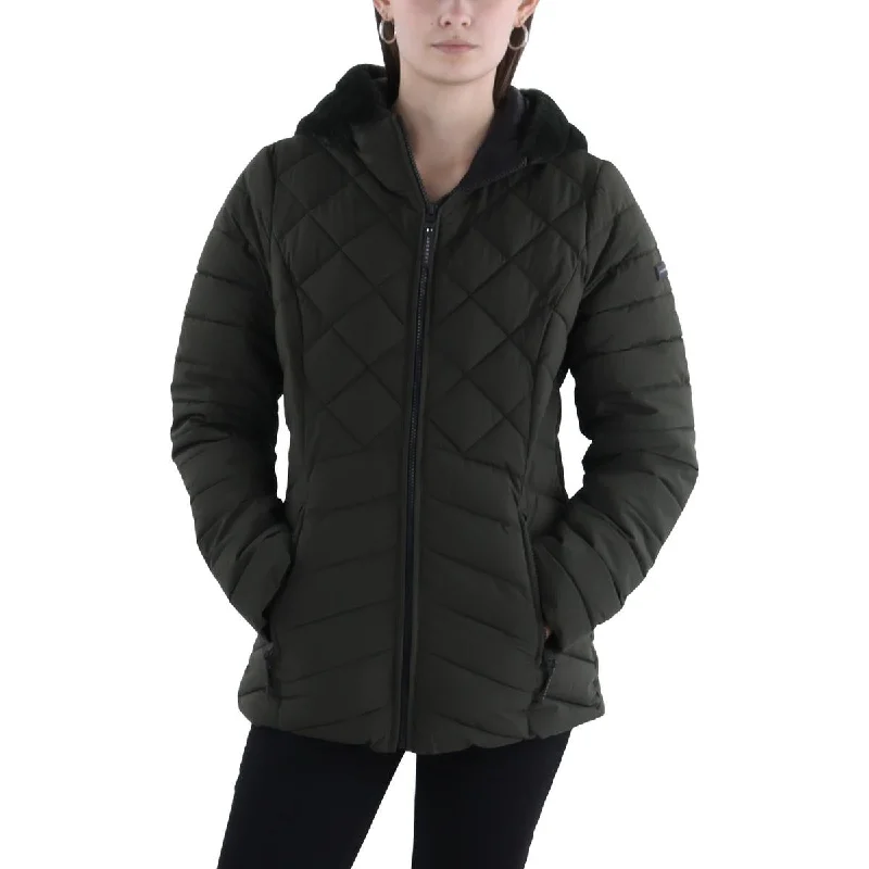 Laundry by Shelli Segal Womens Quilted Hooded Puffer Jacket