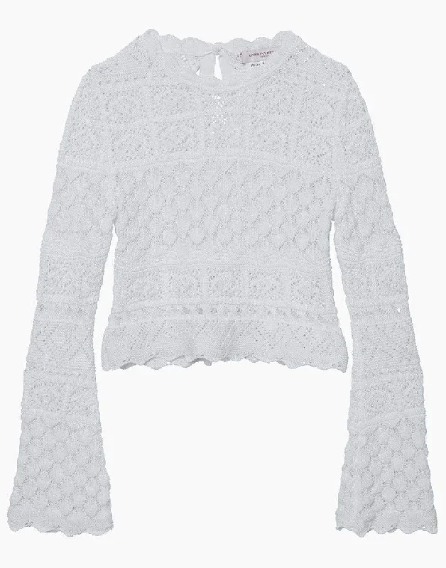 Long Sleeve Cotton Macramé Sweater