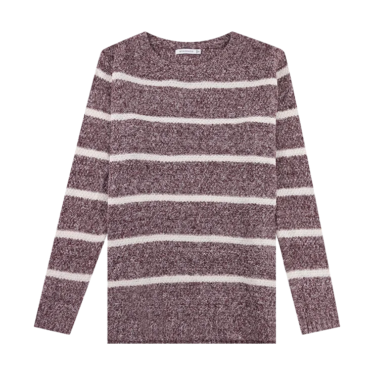 Maroon Two Tone Waffle Stripe Sweater