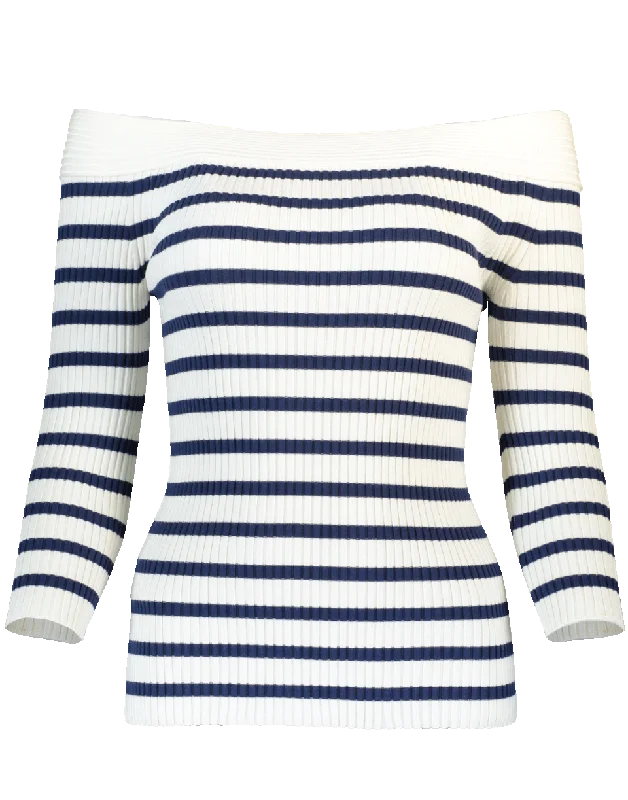 Off Shoulder Striped Sweater