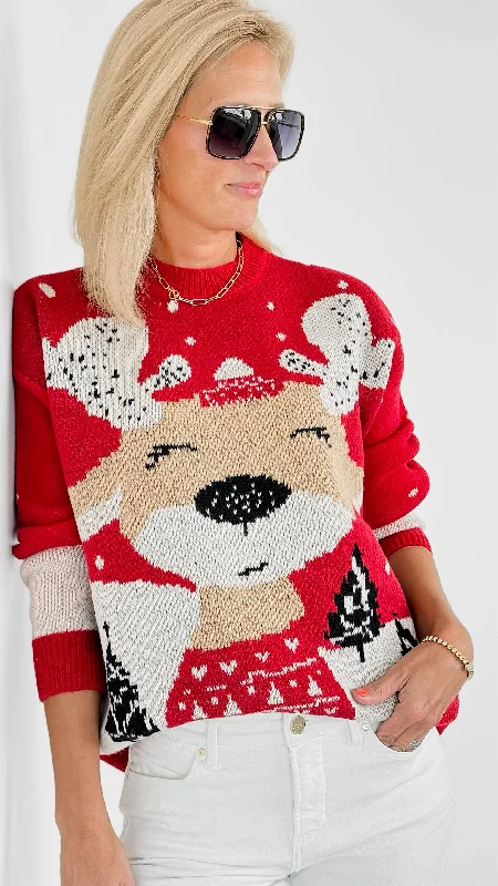 Rudolph Printed Sweater - Red