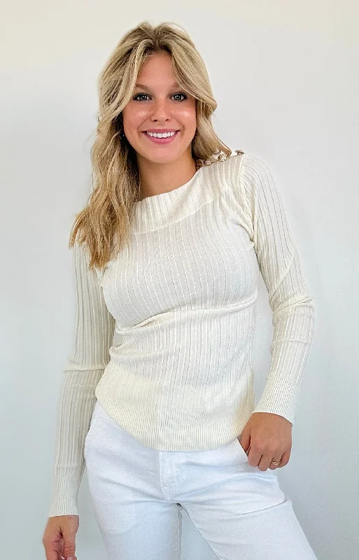 Sailor's Charm Ribbed Sweater- Ivory