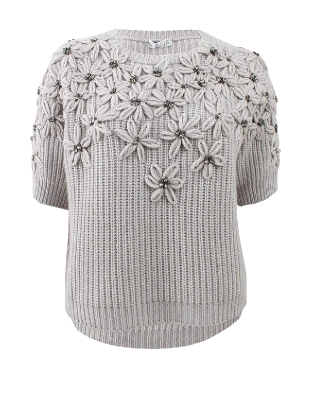 Swarovski Crystals Drop Shoulder Sweater