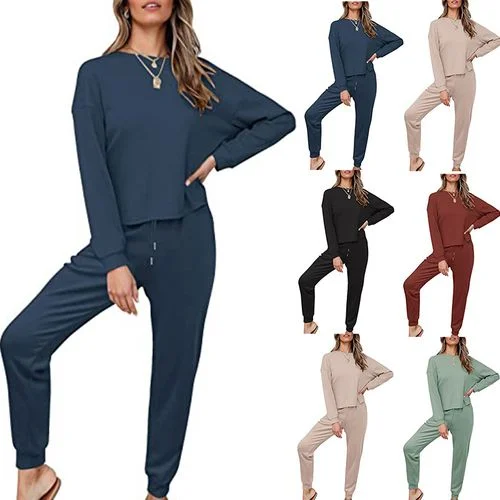 Women Two Pics Long-sleeved Sweatershirt Trousers for Home Clothes