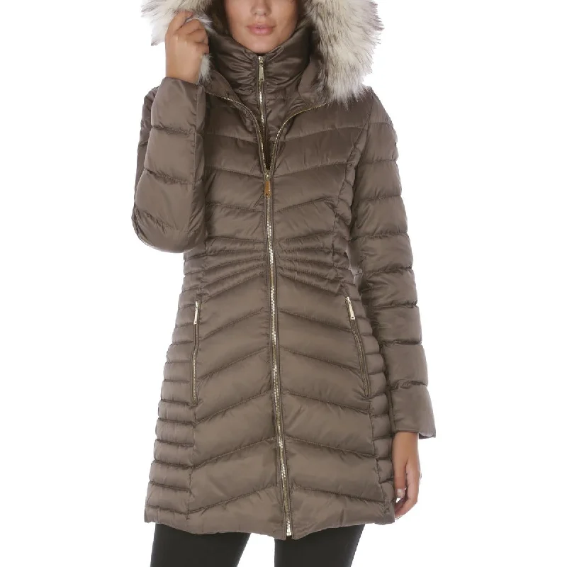 Womens Faux Fur Hooded Puffer Coat