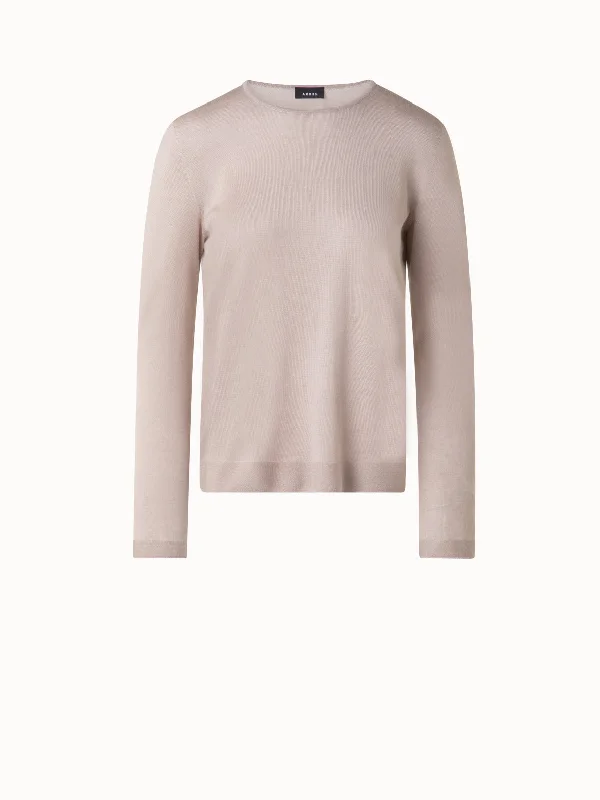 Seamless Crew Neck Sweater in Cashmere Silk