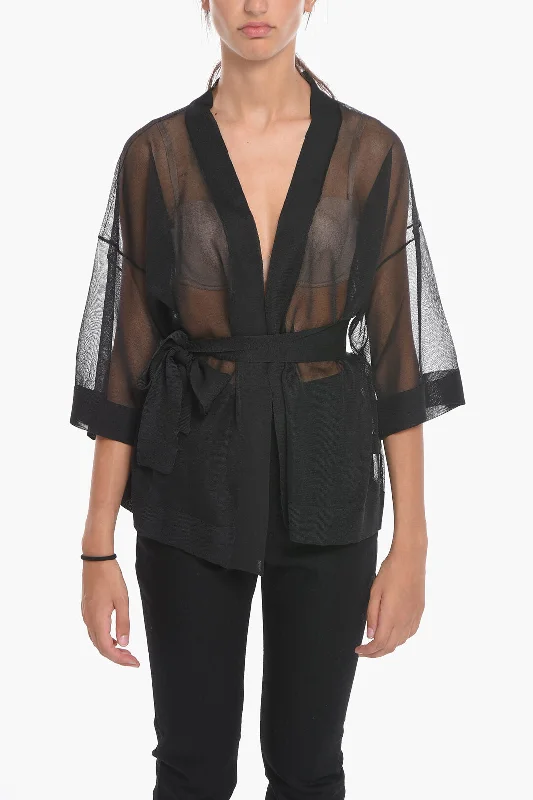 Altea Short-sleeved Sheer Cardigan with Belt